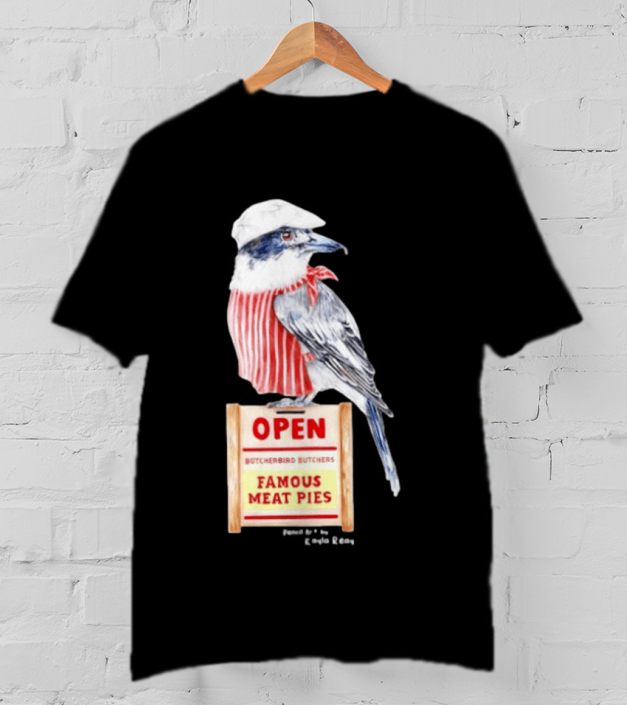 Basil The Butcher Bird Open Butcherbird Butchers Famous Meat Pies Display T-Shirt