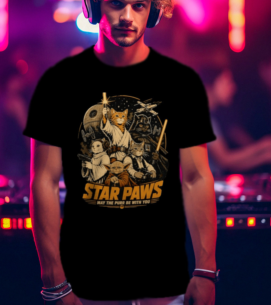 Star Paws May The Purr Be With You Cat Jedi Warriors Star Wars T-Shirt