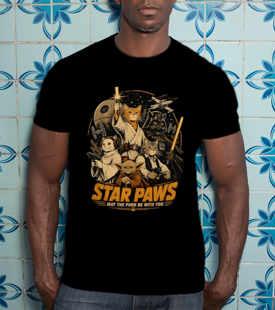 Star Paws May The Purr Be With You Cat Jedi Warriors Star Wars T-Shirt
