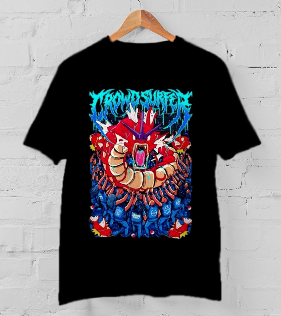 Crowd Surfer Gyarados Magikarp Pokémon Fan Art Concert Scene T-Shirt