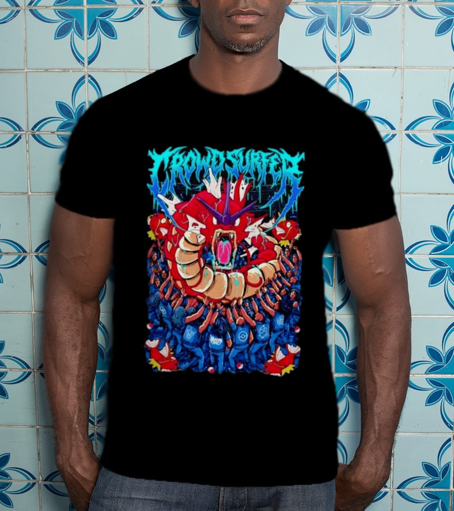 Crowd Surfer Gyarados Magikarp Pokémon Fan Art Concert Scene T-Shirt