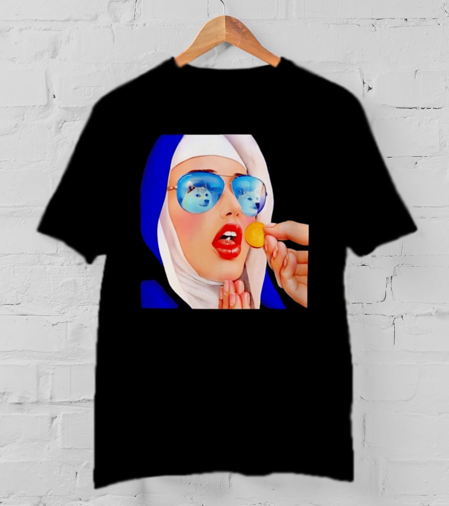 Doge Nun Sunglasses Reflection Communion Meme T-Shirt