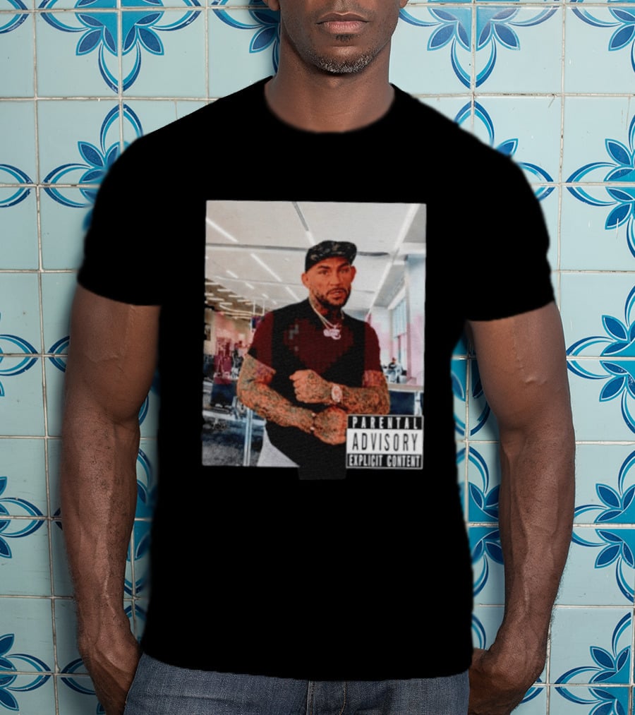 Dustin Poirier Parental Advisory Explicit Content Indoors Tattooed Man With Chain And T-Shirt