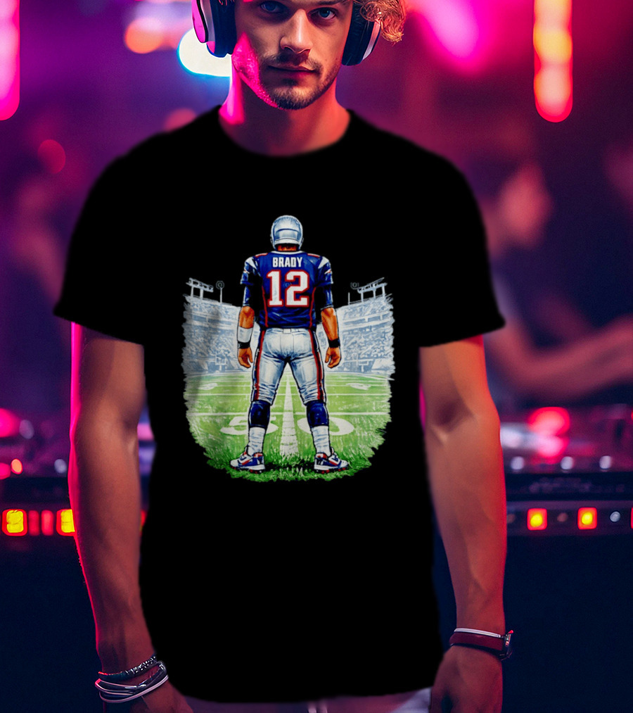 Brady 12 New England Patriots Football Stadium Back View T-Shirt