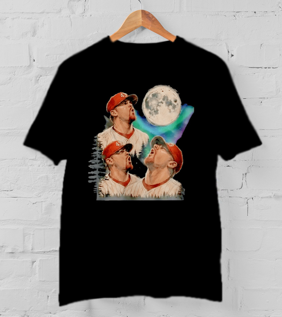 Baseball Player 43 Moon Howling Forest T-Shirt