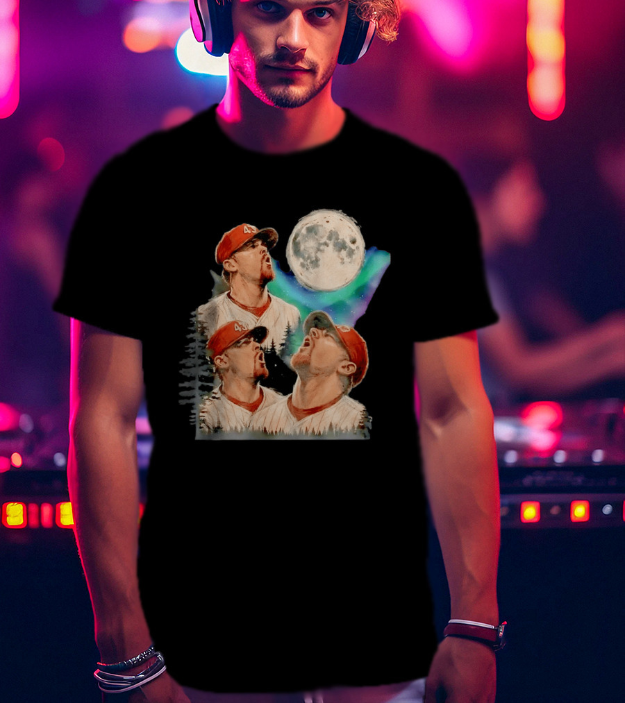Baseball Player 43 Moon Howling Forest T-Shirt