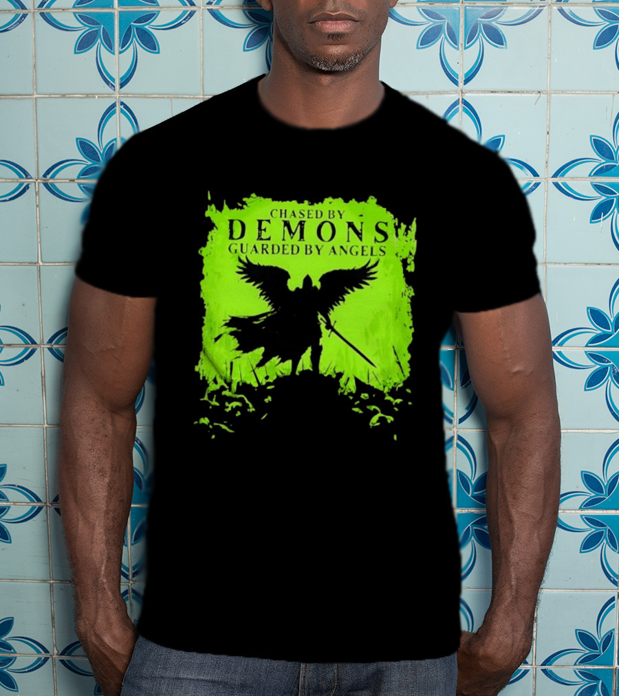 Chased By Demons Guarded By Angels Warrior Wings Sword T-Shirt