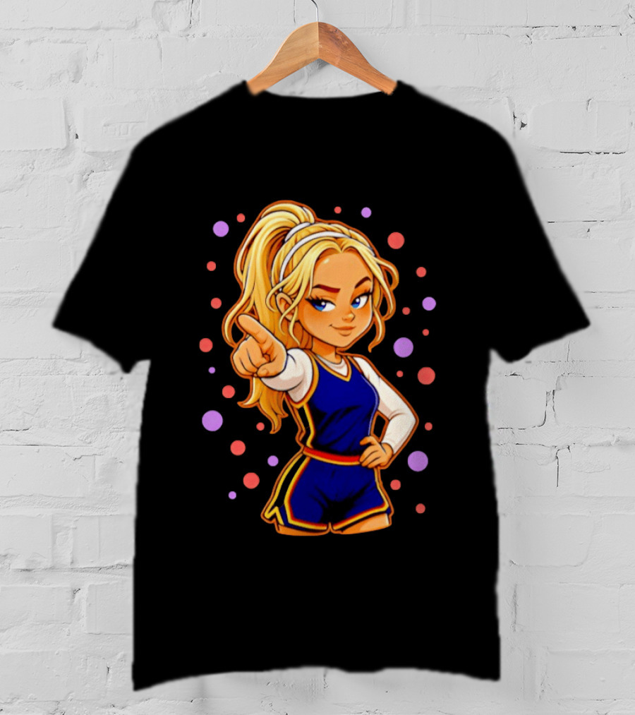 Chibi Sophie Cunningham Pointing In Basketball Uniform With Ponytail T-Shirt