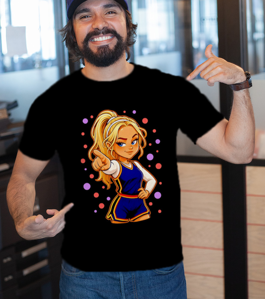 Chibi Sophie Cunningham Pointing In Basketball Uniform With Ponytail T-Shirt