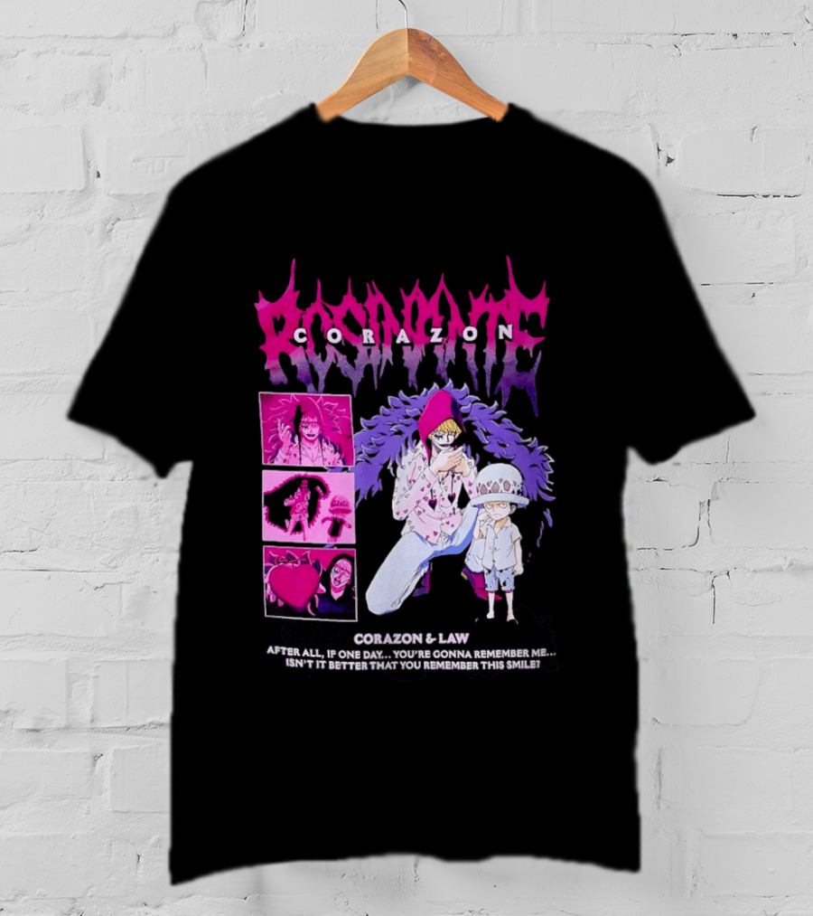 Corazon And Law One Piece After All If One Day You're Gonna Remember Me Smile Manga T-Shirt