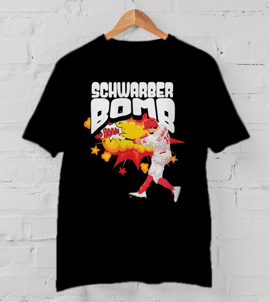 Schwarber Bomb Boom Baseball Philadelphia Phillies Player Action T-Shirt