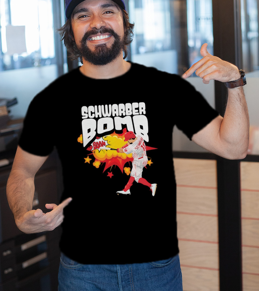 Schwarber Bomb Boom Baseball Philadelphia Phillies Player Action T-Shirt
