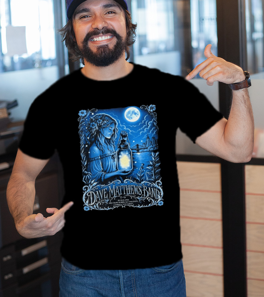 Dave Matthews Band July 10 2026 Freedom Mortgage Pavilion Camden New Jersey Moonlit Lantern And City Skyline T-Shirt