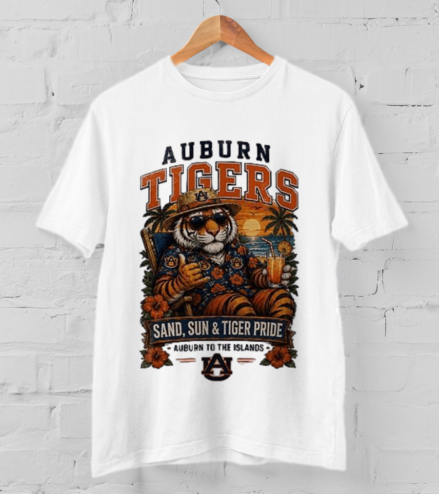 Auburn Tigers Sand Sun Tiger Pride Island Paradise Tropical Vibes T-Shirt