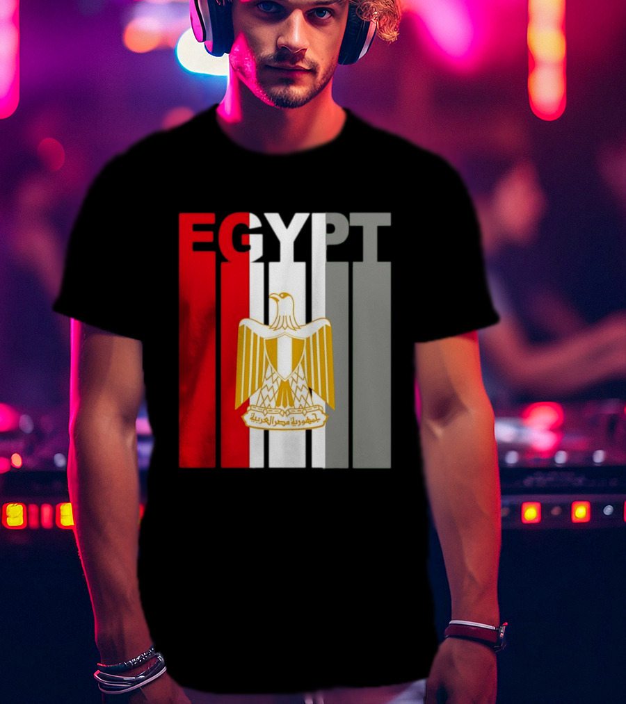 Egypt Flag Colors With Eagle Coat Of Arms T-Shirt