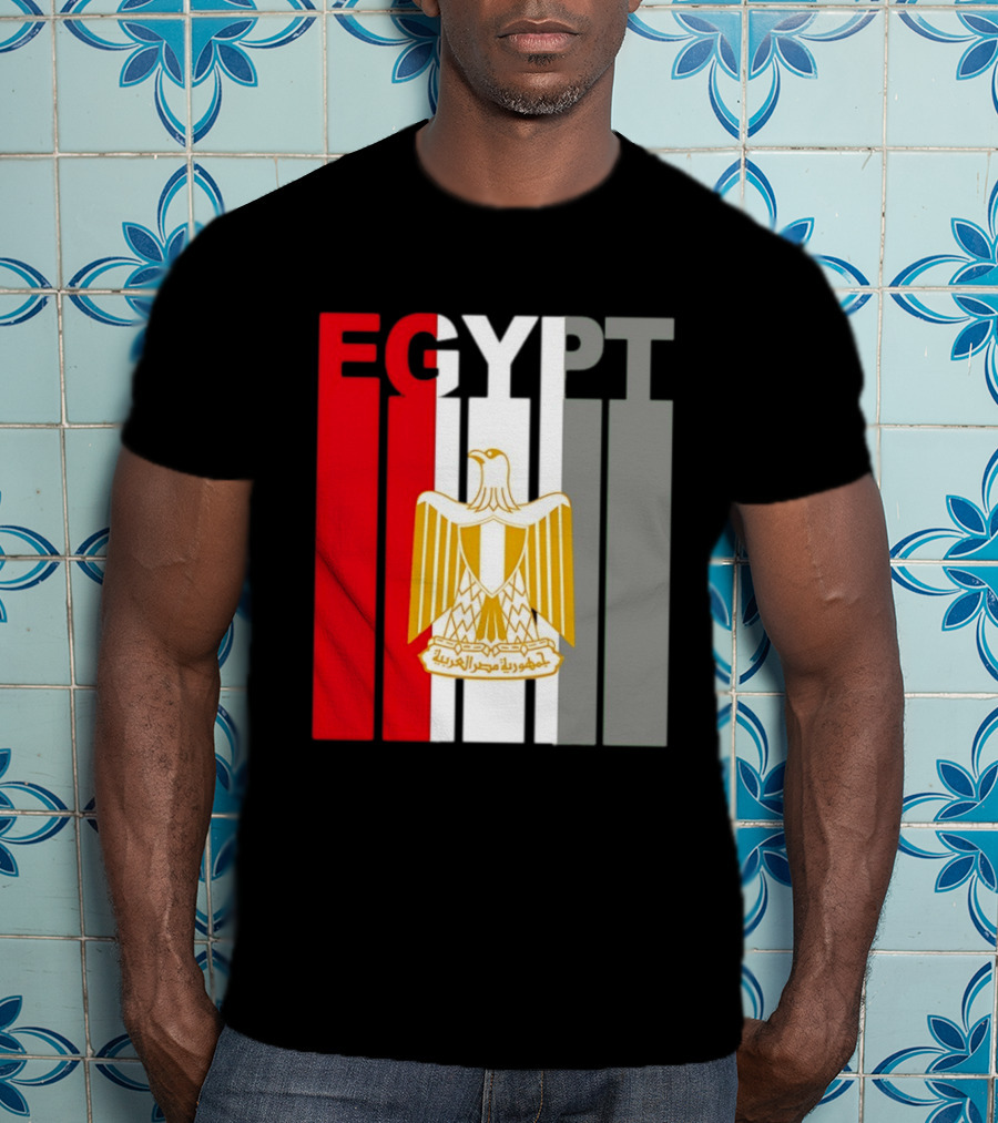 Egypt Flag Colors With Eagle Coat Of Arms T-Shirt
