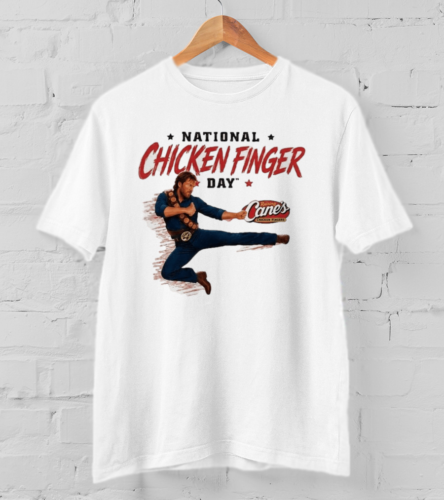 National Chicken Finger Day Chuck Norris Kicking Raising Cane's Promo T-Shirt