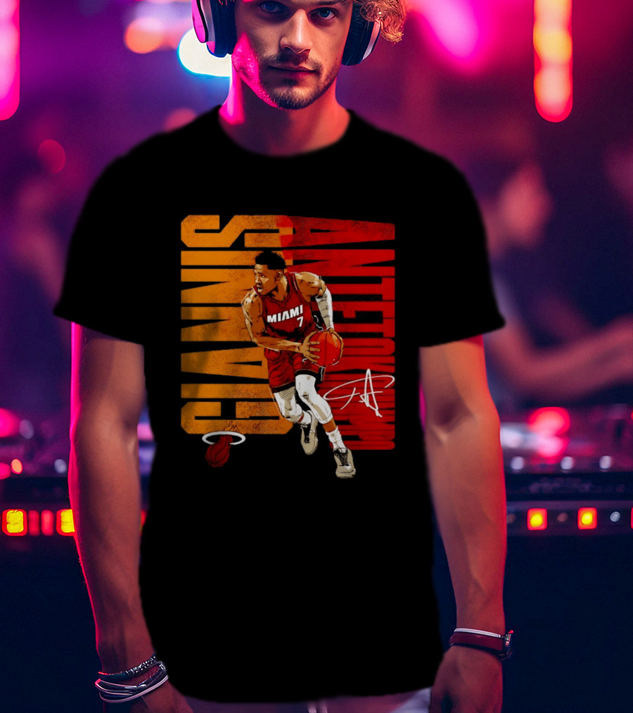 Giannis Antetokounmpo Miami 7 Basketball Running Miami Heat T-Shirt