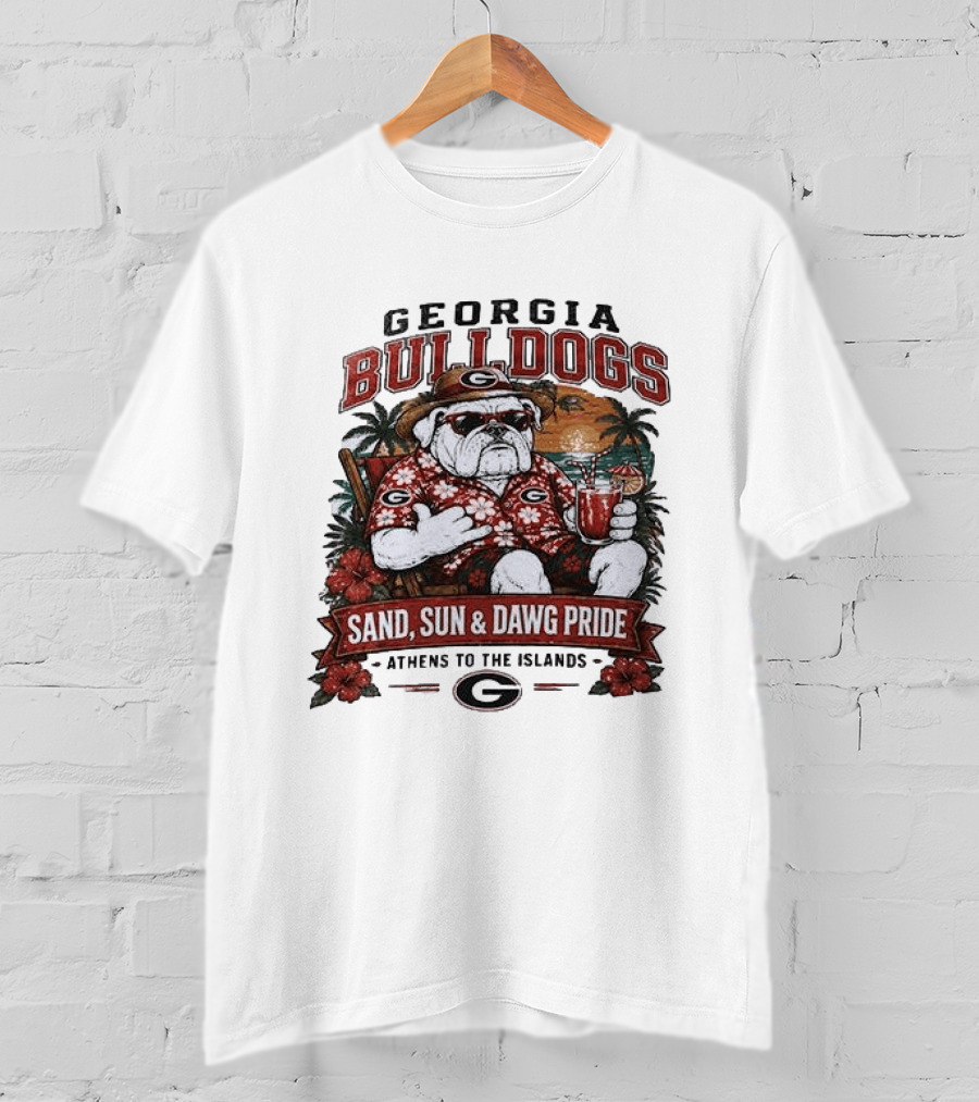 Georgia Bulldogs Sand Sun Dawg Pride Athens To The Islands Tropical Paradise T-Shirt