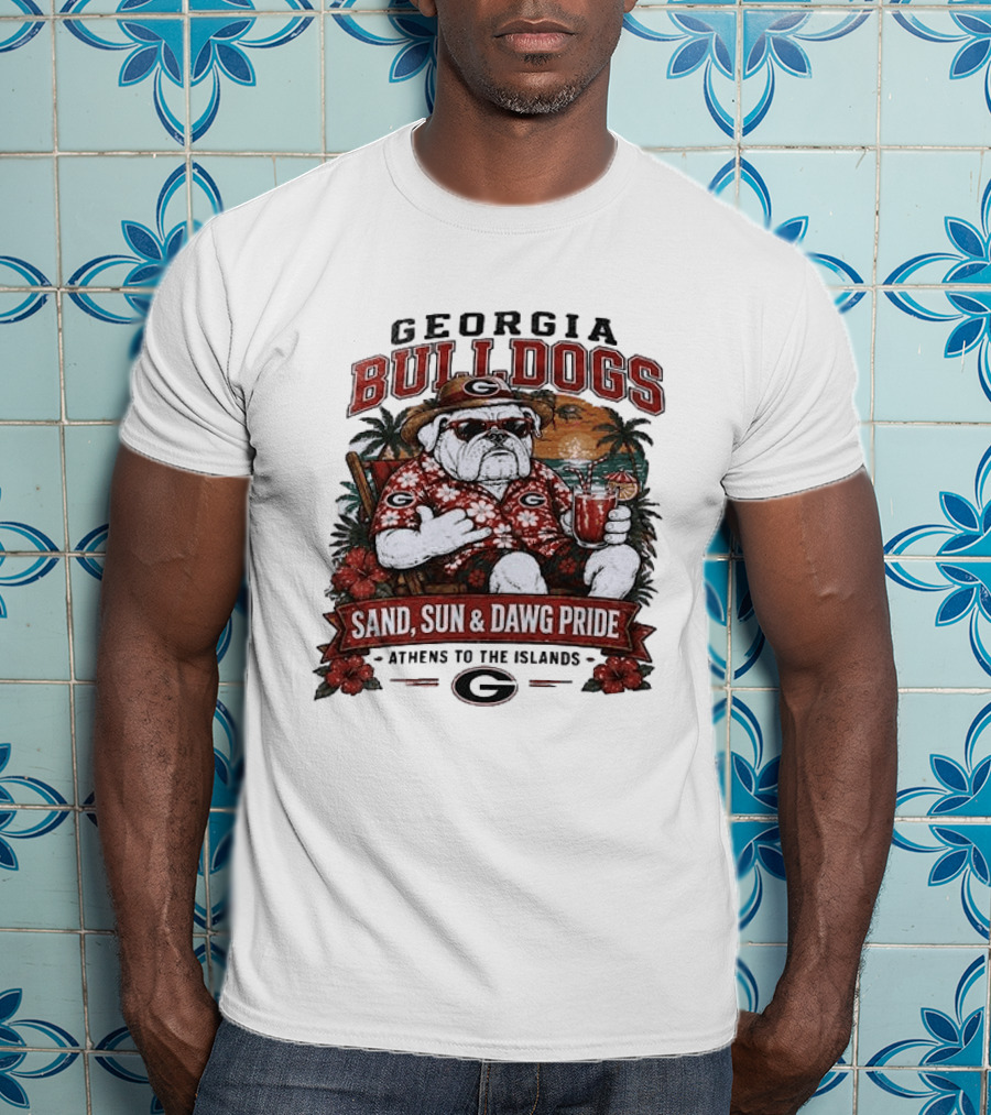 Georgia Bulldogs Sand Sun Dawg Pride Athens To The Islands Tropical Paradise T-Shirt