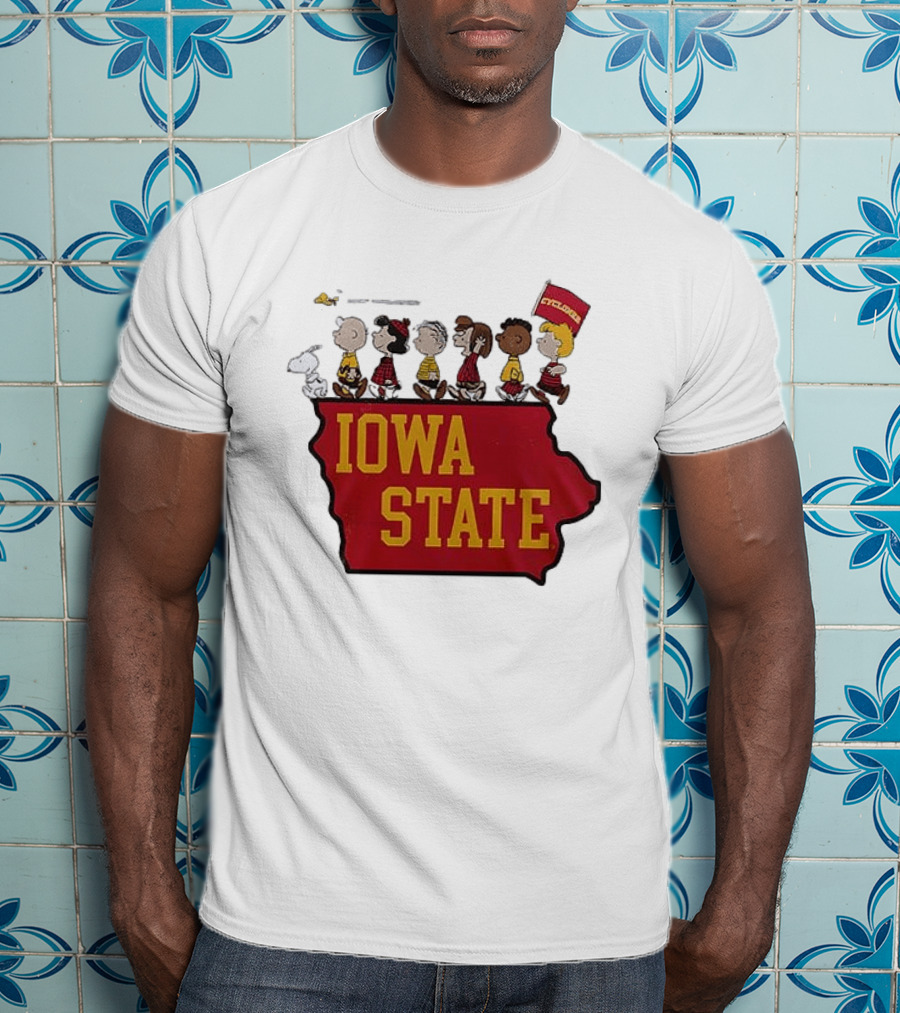 Iowa State Cyclones Peanuts Characters Marching With Snoopy And Friends T-Shirt