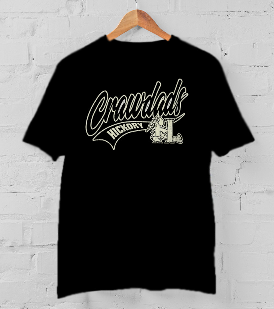 Hickory Crawdads Distressed Logo Minor League Baseball Team T-Shirt