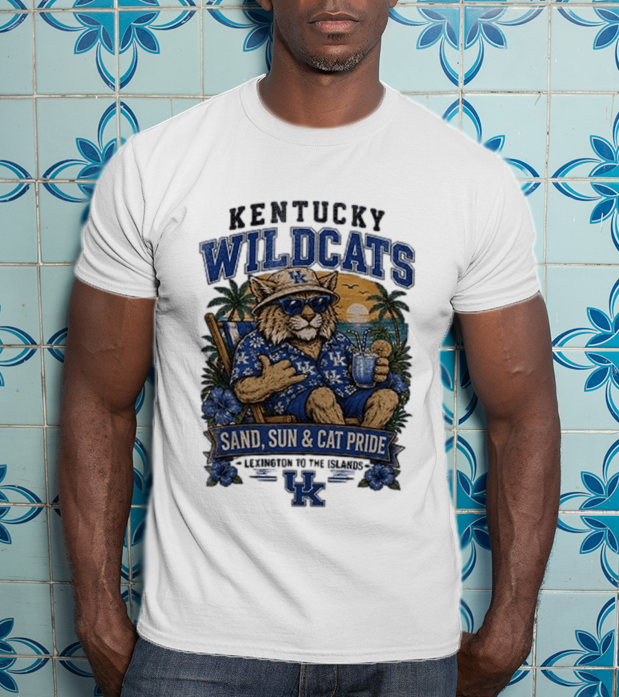 Kentucky Wildcats Sand Sun Cat Pride Paradise Lexington To The Islands T-Shirt