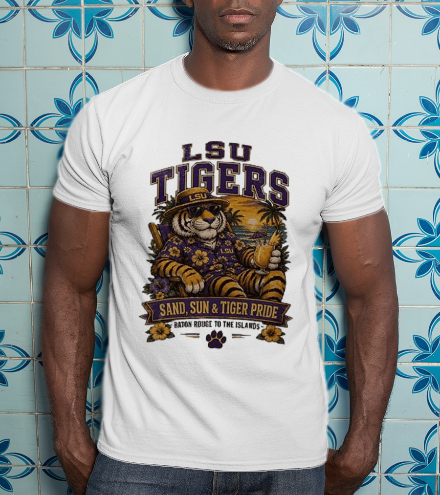 LSU Tigers Sand Sun And Tiger Pride Baton Rouge To The Islands T-Shirt