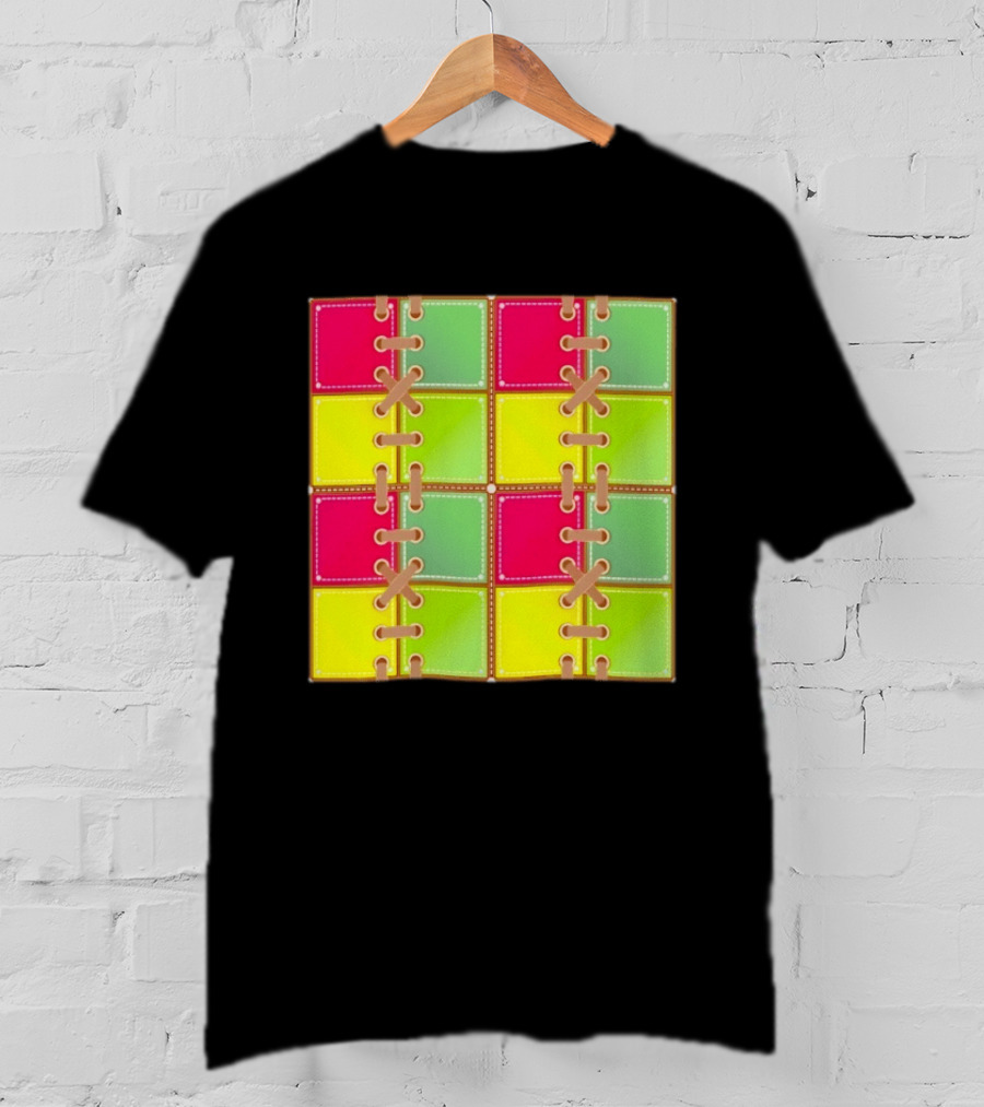 Seamless Laces Cut Vibrant Quadrant Squares T-Shirt