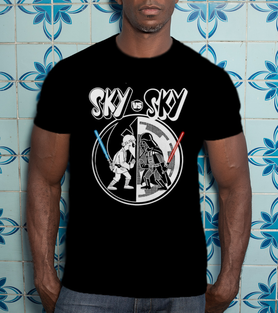Sky Vs Sky Luke Skywalker Darth Vader Lightsaber Duel T-Shirt