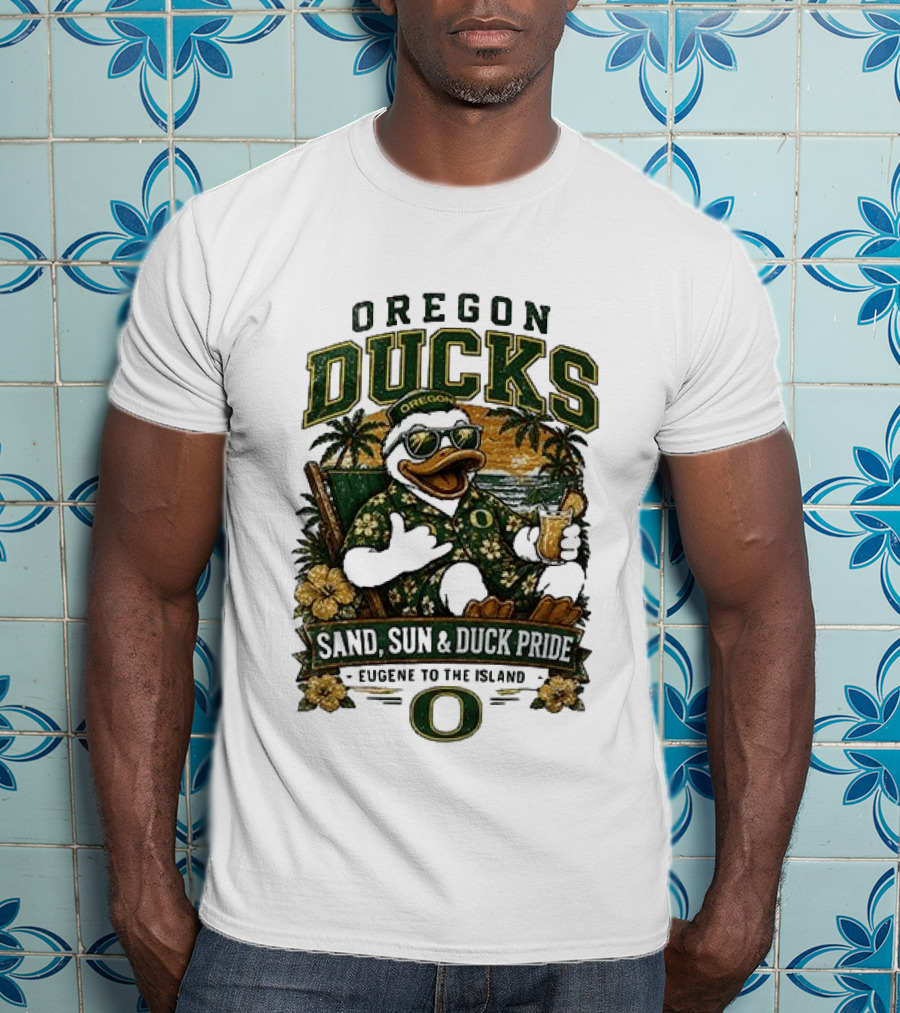 Oregon Ducks Sand Sun Duck Pride Eugene To The Island T-Shirt