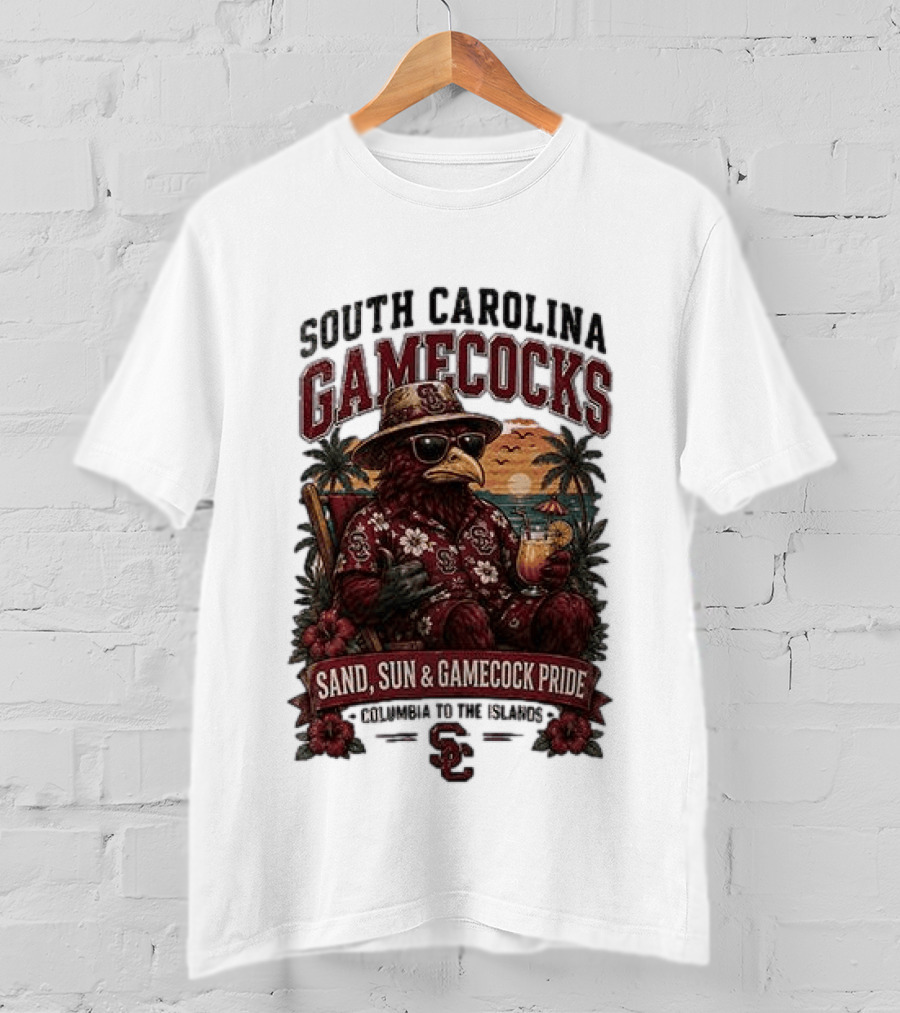 South Carolina Gamecocks Sand Sun Gamecock Pride Columbia Tropical Paradise T-Shirt