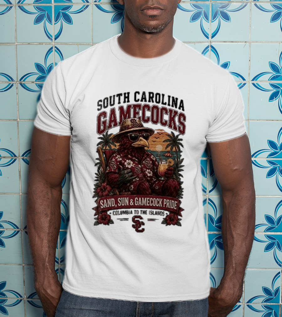South Carolina Gamecocks Sand Sun Gamecock Pride Columbia Tropical Paradise T-Shirt