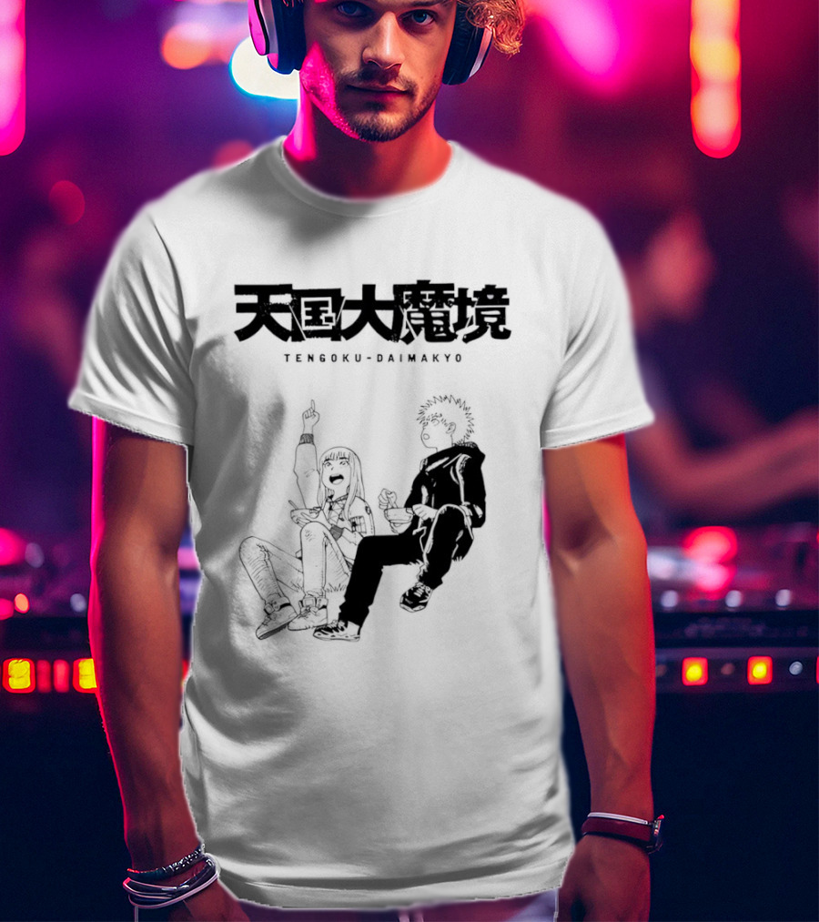 Tengoku Daimakyo Anime Characters Sitting Together Eating T-Shirt