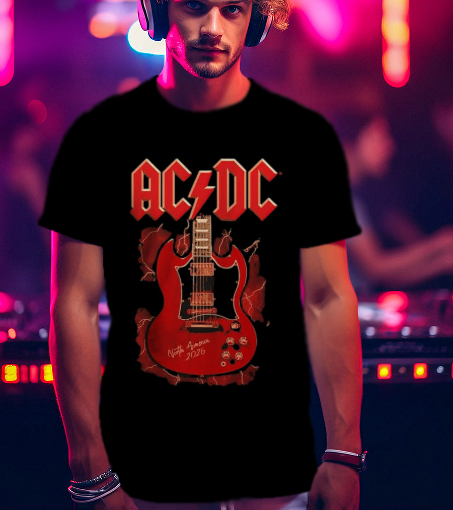 ACDC PWR Up Tour 2026 North America Angus Guitar Electro T-Shirt