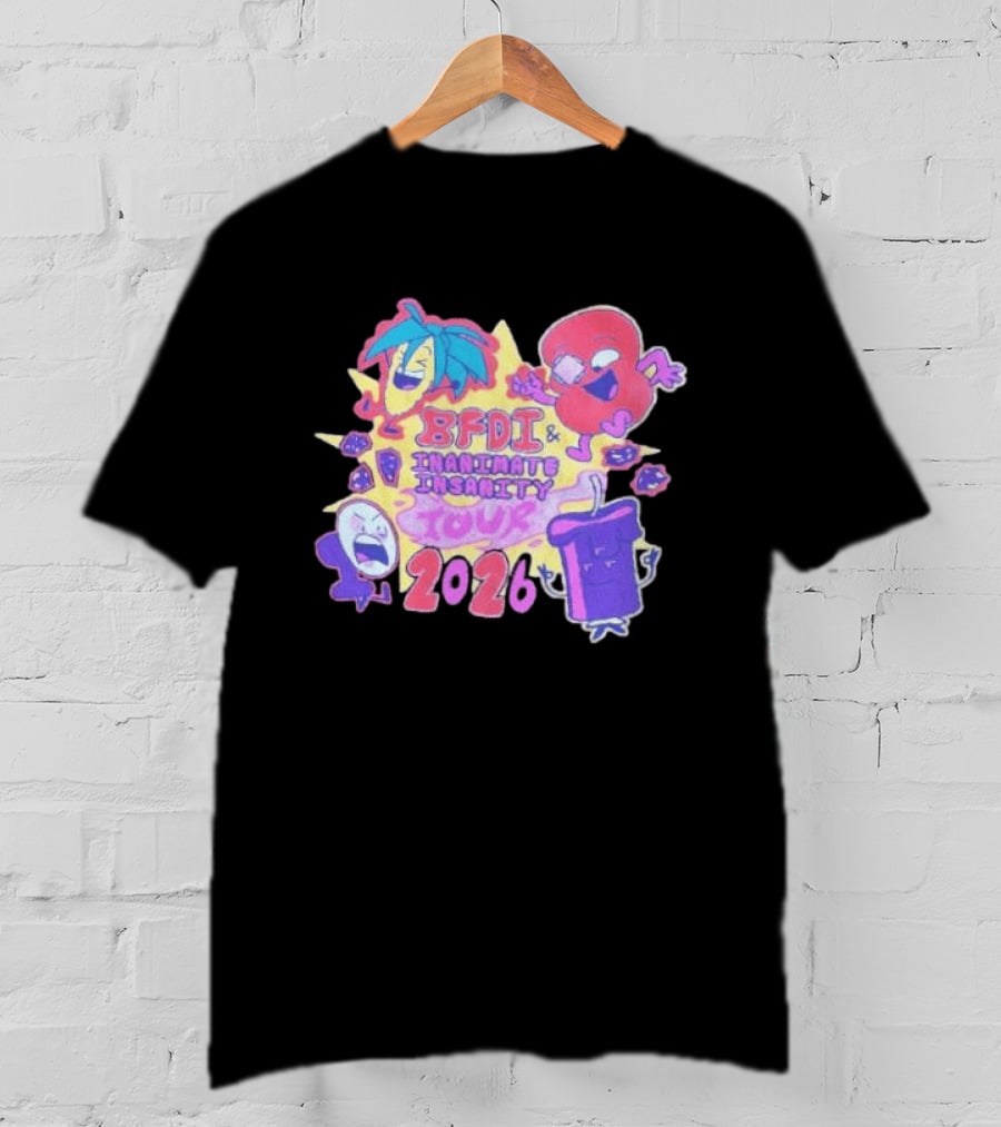 BFDI & Inanimate Insanity Tour 2026 Characters And Fun Adventure T-Shirt