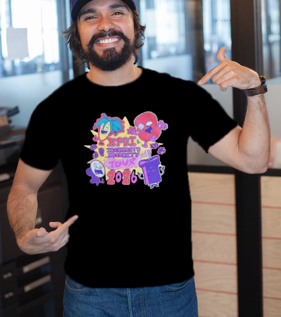 BFDI & Inanimate Insanity Tour 2026 Characters And Fun Adventure T-Shirt
