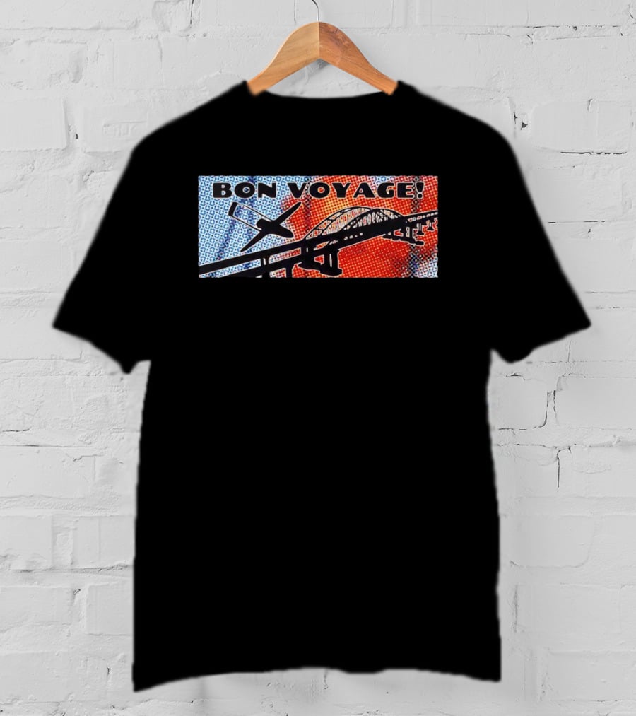 Bon Voyage Halftone Airplane And Bridge Travel T-Shirt