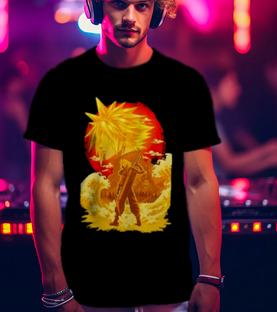 Cloud Strife Final Fantasy VII Shinra Ukiyo E Wave T-Shirt
