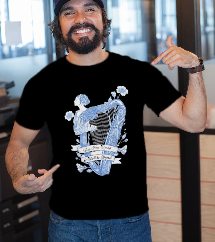 It Is New Strung And Shall Be Heard Harp Celtic Angelic Floral T-Shirt