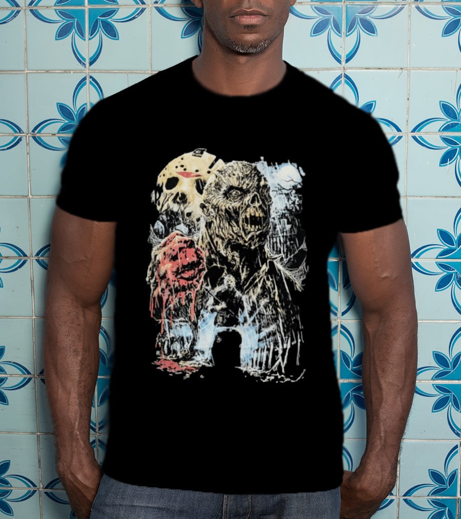 Jason Voorhees Classic Mask And Horror Icons Friday The 13th T-Shirt