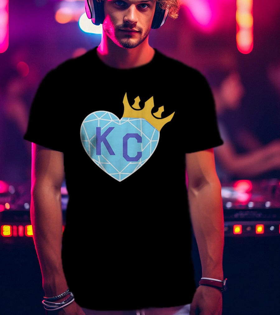 KC Diamond Heart With Golden Crown T-Shirt