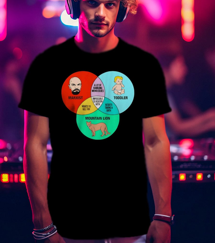 Venn Diagram Humor Marxist Toddler Mountain Lion Impossible To Reason T-Shirt