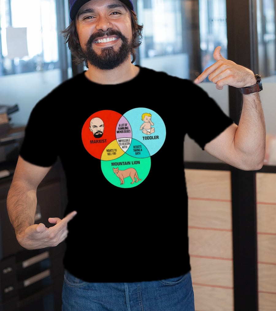 Venn Diagram Humor Marxist Toddler Mountain Lion Impossible To Reason T-Shirt