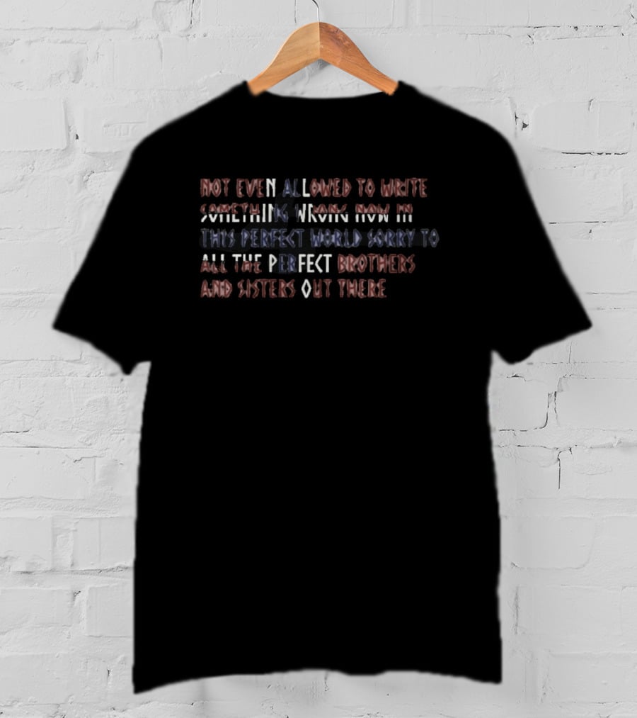 Not Even Allowed To Write Something Wrong Now In This Perfect World Sorry To All The Perfect Brothers And Sisters Out There T-Shirt