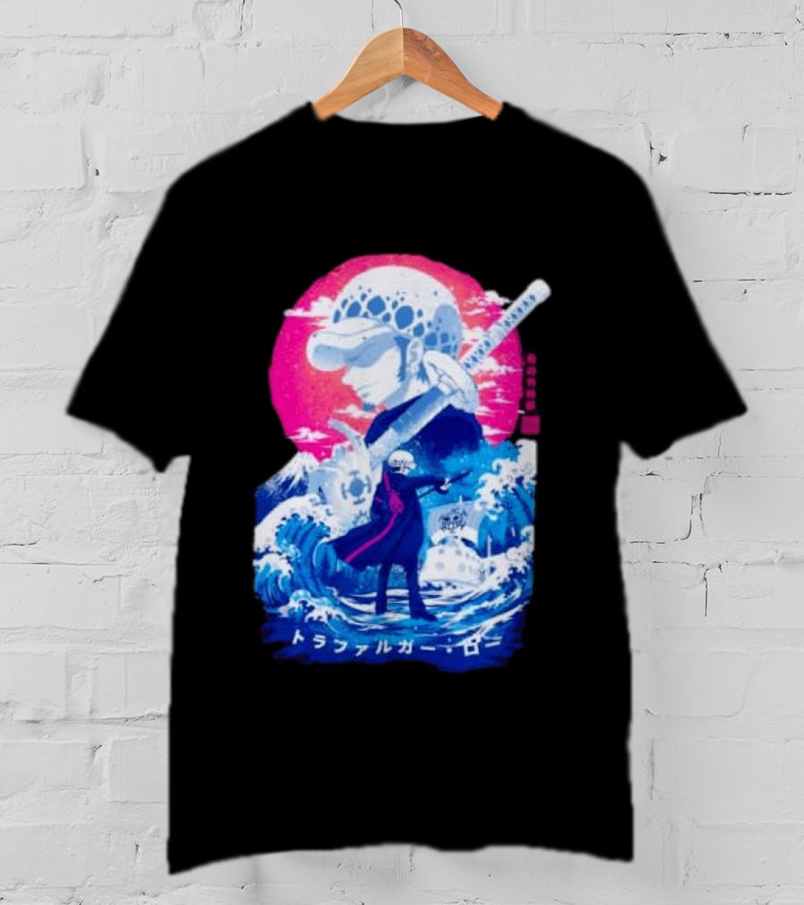 Trafalgar Law One Piece Surgeon Of Death Anime Japanese Text Scenic Waves T-Shirt