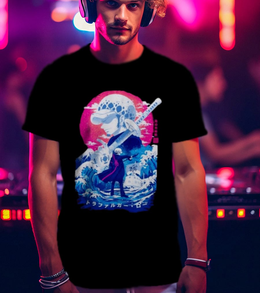 Trafalgar Law One Piece Surgeon Of Death Anime Japanese Text Scenic Waves T-Shirt