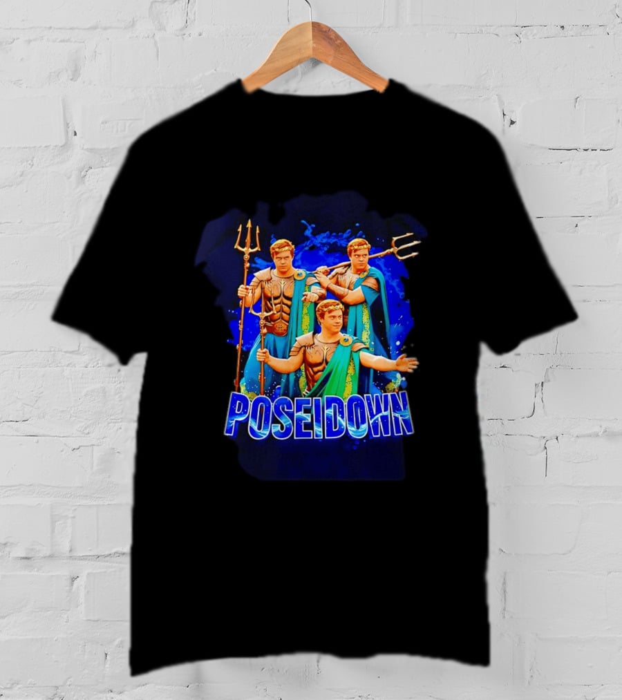 Poseidown Trident Meme Poseidon Blue Cape T-Shirt