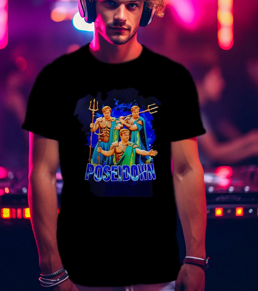 Poseidown Trident Meme Poseidon Blue Cape T-Shirt