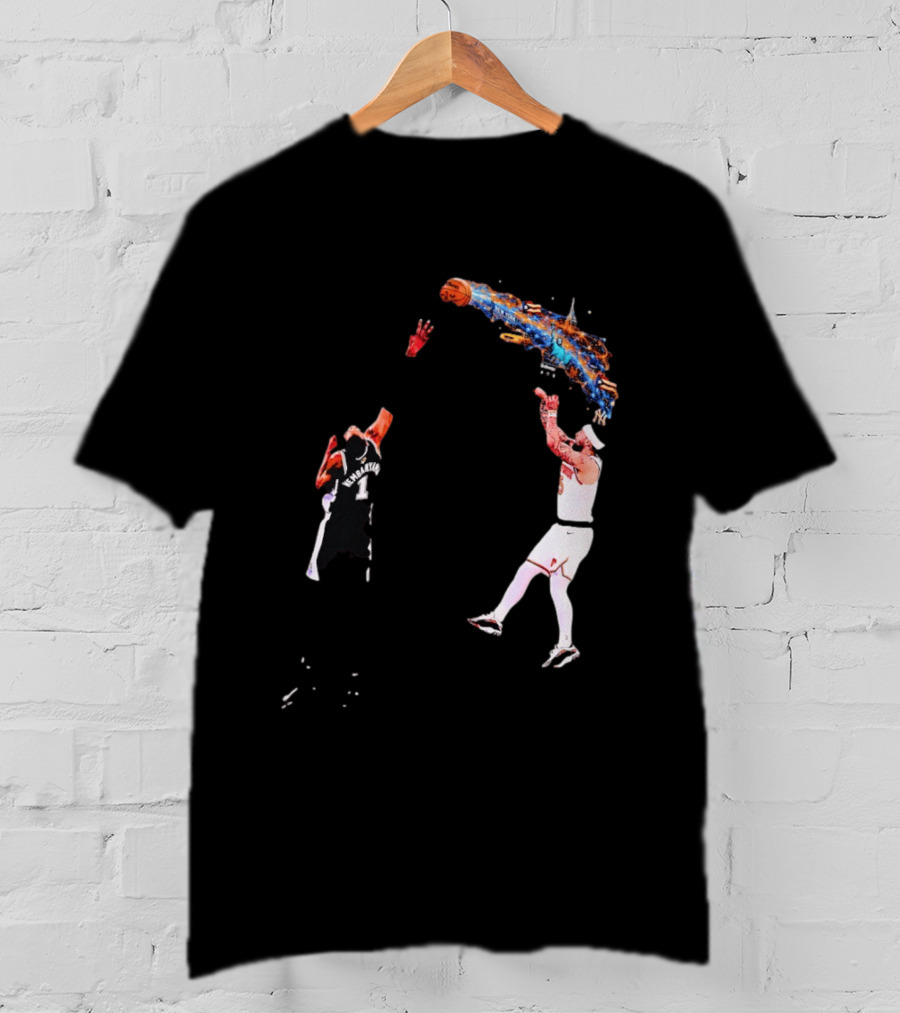 Wembanyama Vs New York Basketball Player Dynamic Showdown T-Shirt
